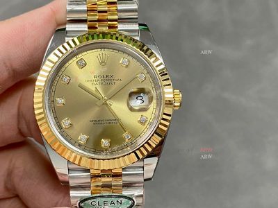 Clean Factory Rolex Datejust 3235 Gold Face Watch 41mm 